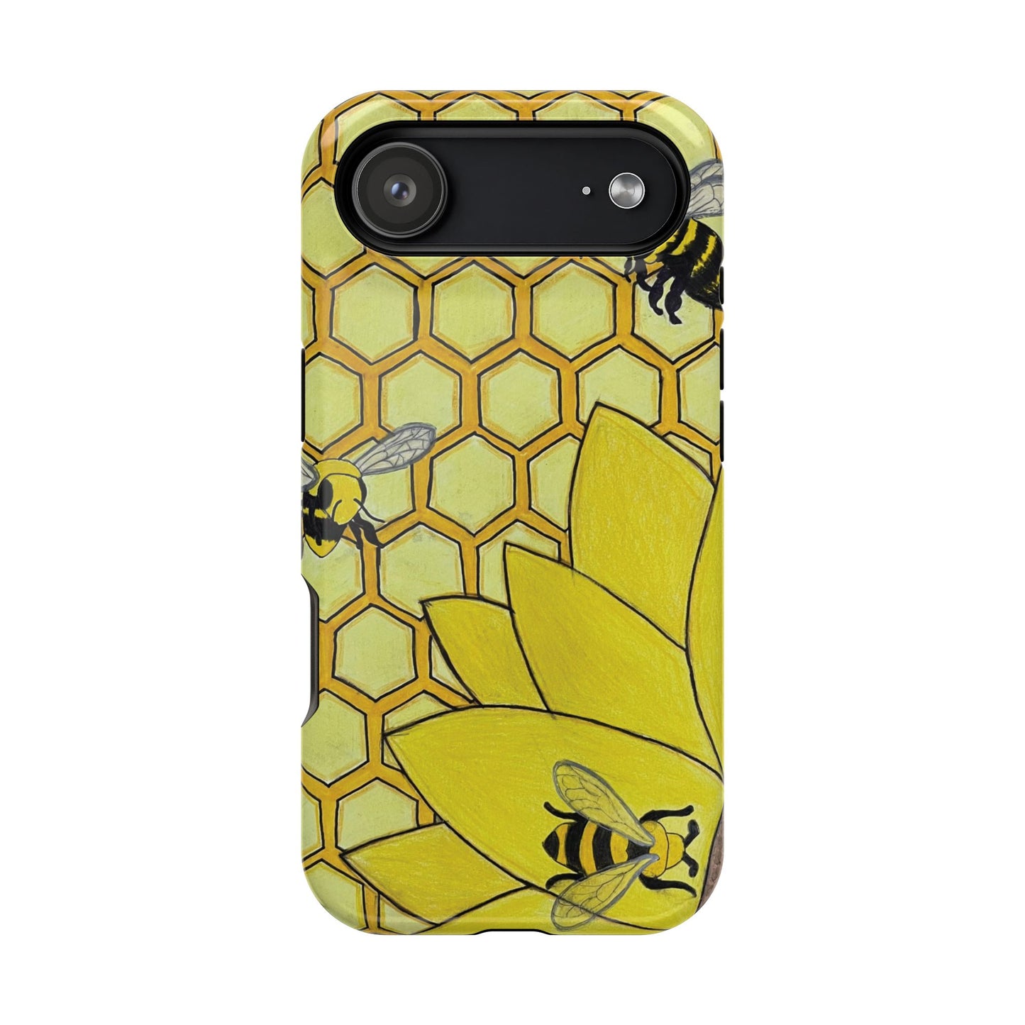 Magnetic Impact-Resistant Case- Bees & Sunflower