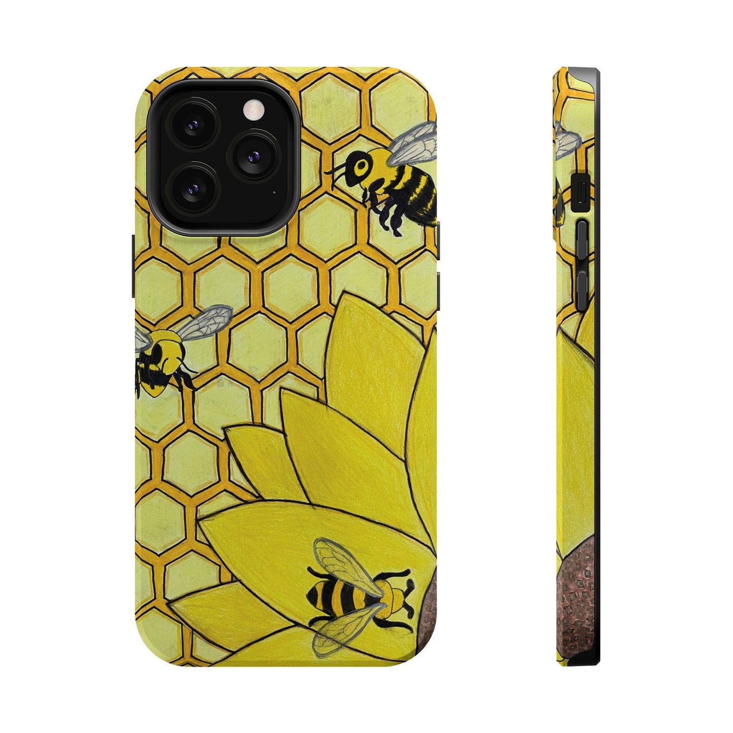Magnetic Impact-Resistant Case- Bees & Sunflower