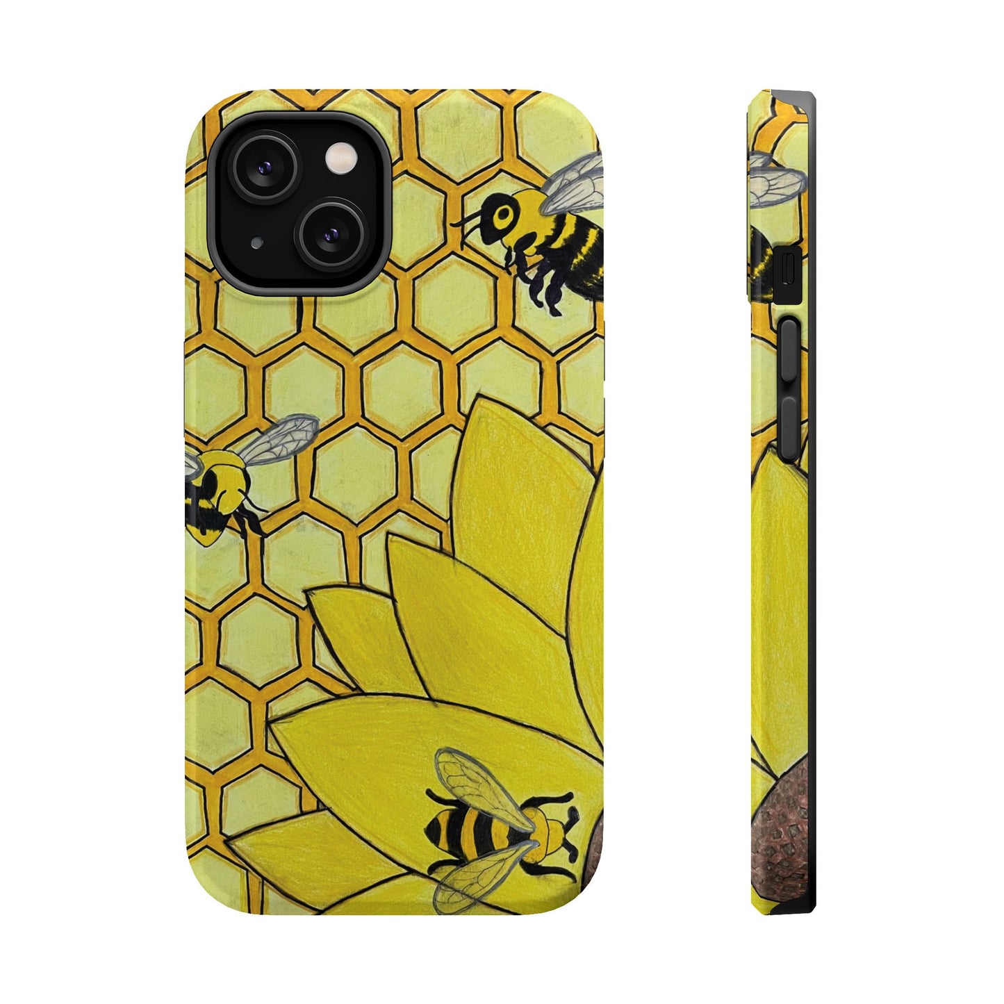 Magnetic Impact-Resistant Case- Bees & Sunflower