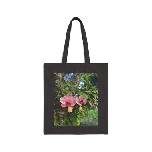 Cotton Canvas Tote Bag- Orchids