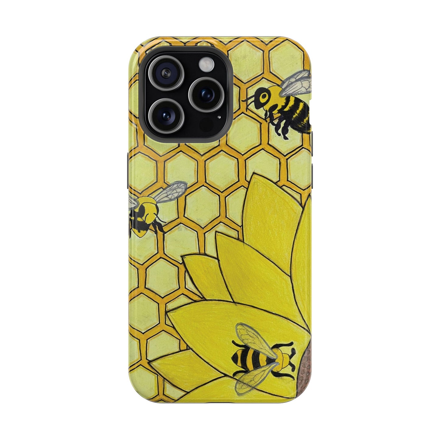 Magnetic Impact-Resistant Case- Bees & Sunflower