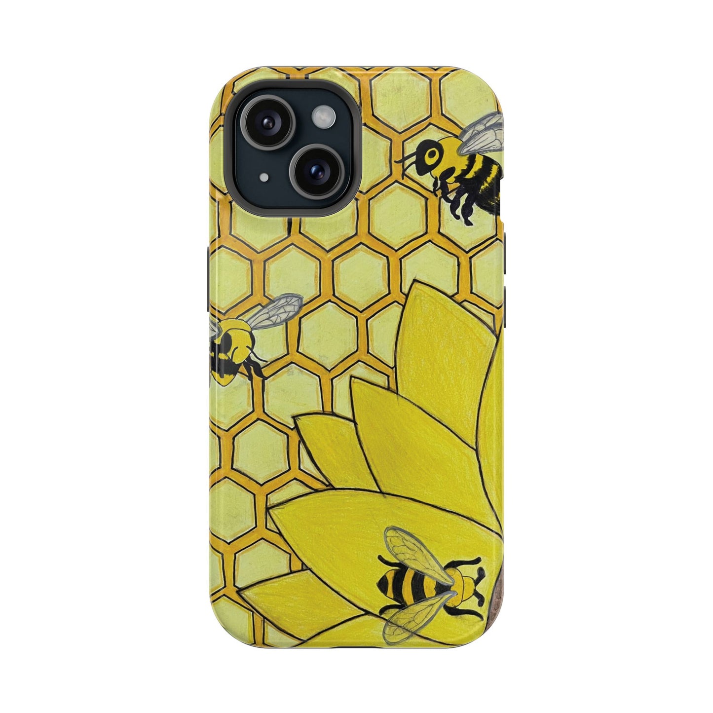 Magnetic Impact-Resistant Case- Bees & Sunflower