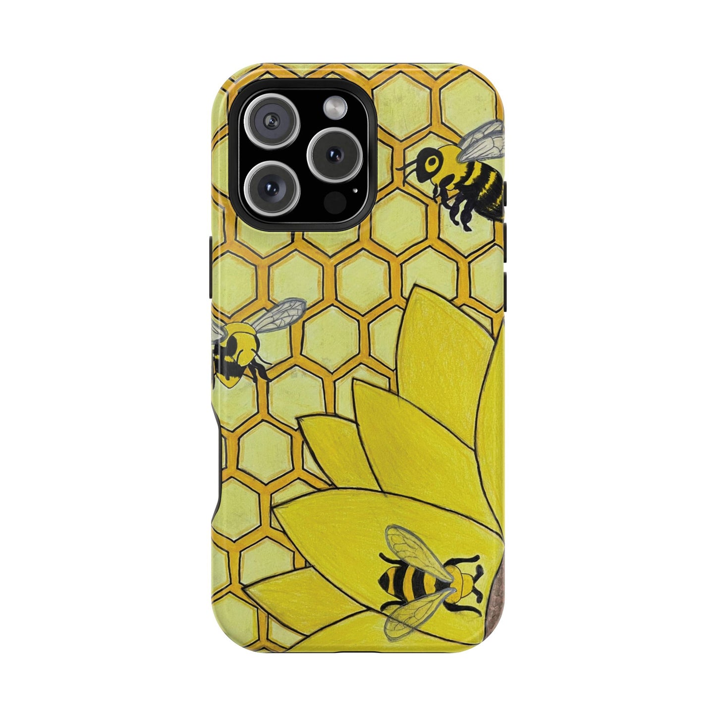 Magnetic Impact-Resistant Case- Bees & Sunflower