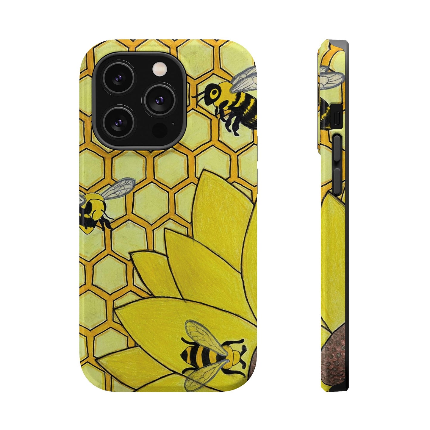 Magnetic Impact-Resistant Case- Bees & Sunflower