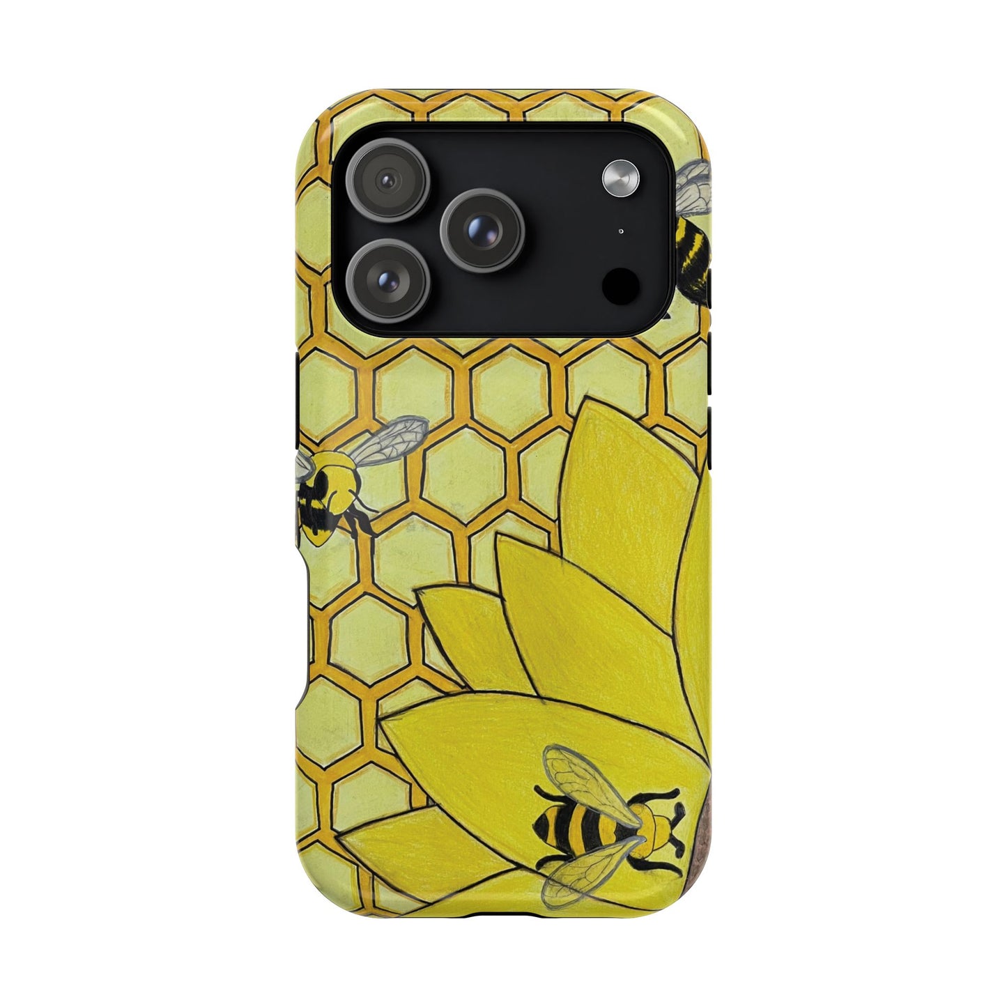Magnetic Impact-Resistant Case- Bees & Sunflower
