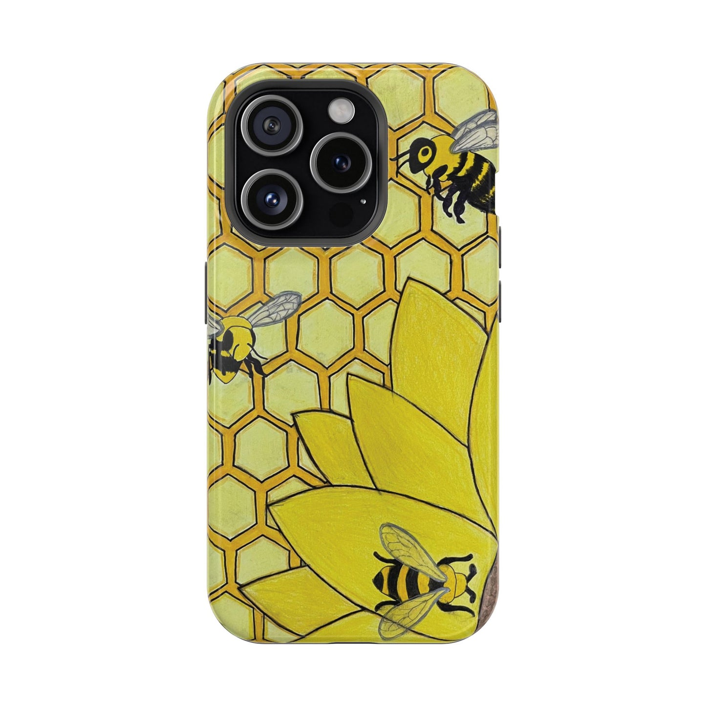 Magnetic Impact-Resistant Case- Bees & Sunflower