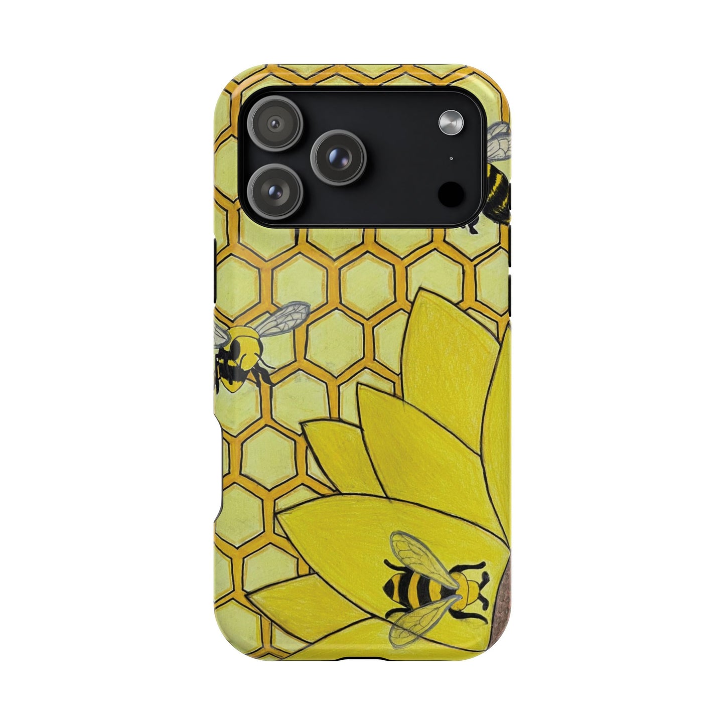 Magnetic Impact-Resistant Case- Bees & Sunflower