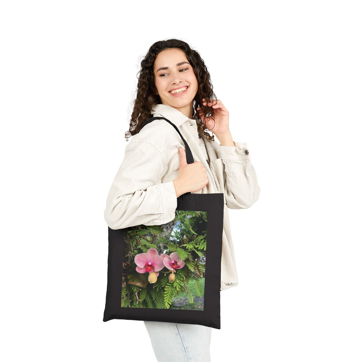 Cotton Canvas Tote Bag- Orchids