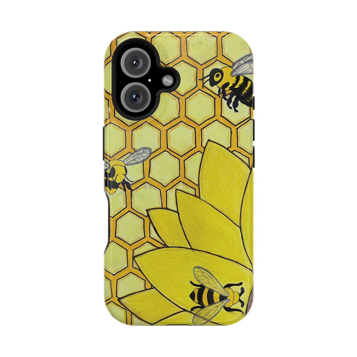 Magnetic Impact-Resistant Case- Bees & Sunflower