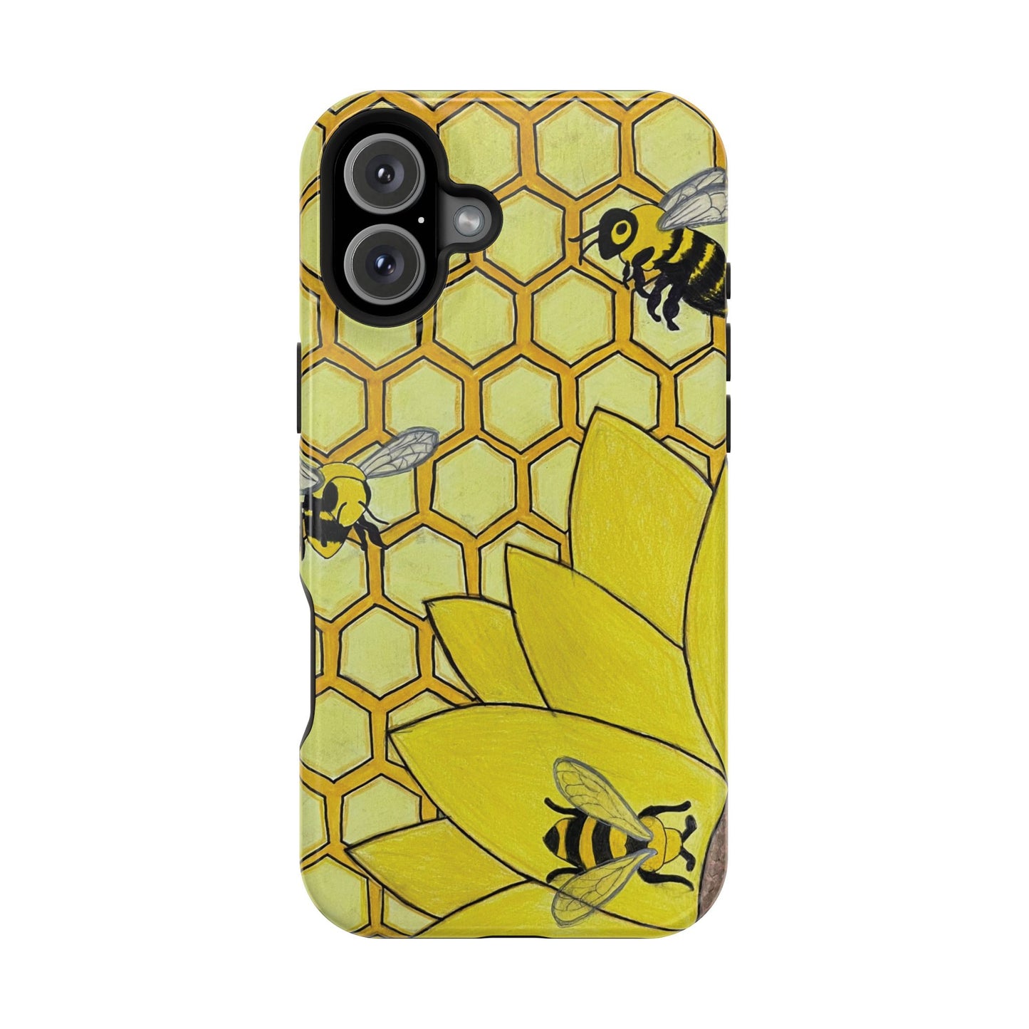 Magnetic Impact-Resistant Case- Bees & Sunflower
