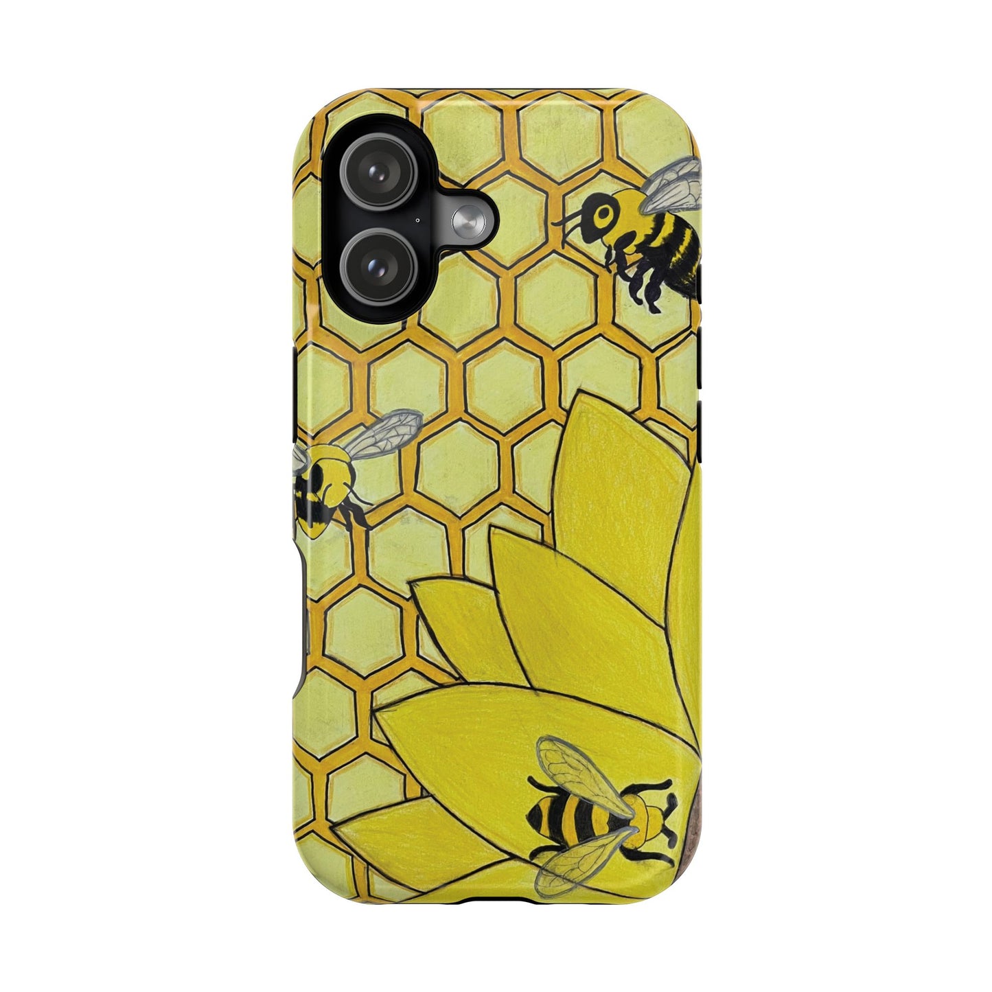 Magnetic Impact-Resistant Case- Bees & Sunflower