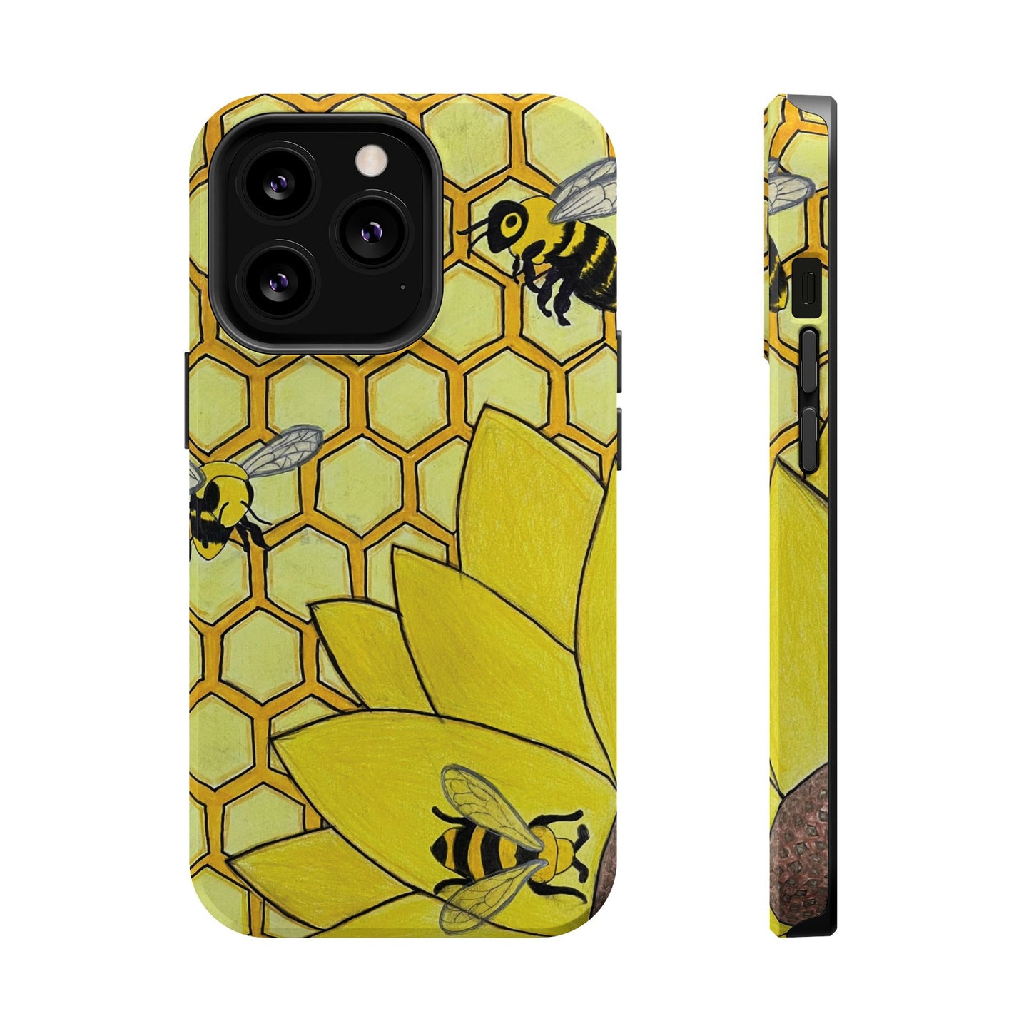 Magnetic Impact-Resistant Case- Bees & Sunflower
