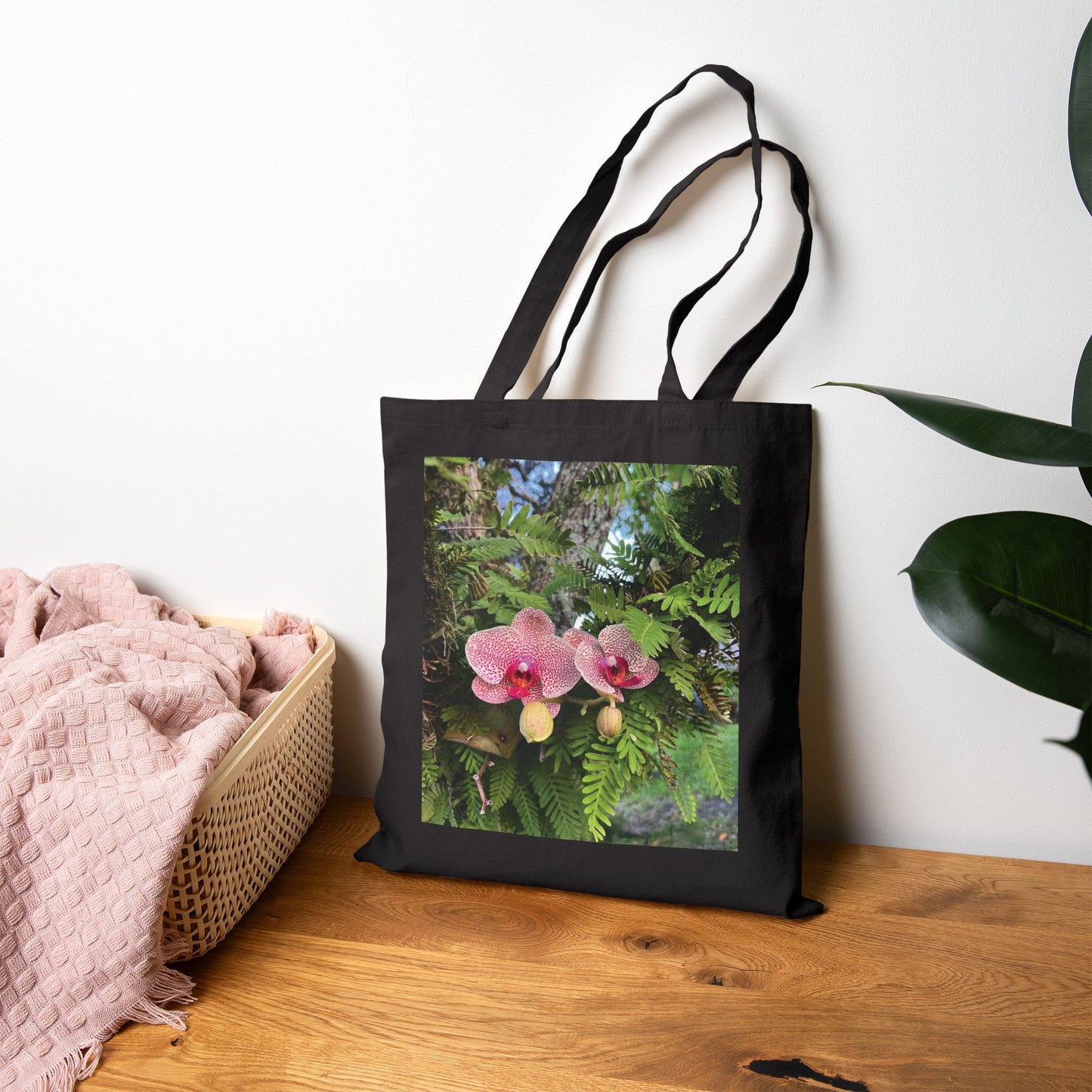 Cotton Canvas Tote Bag- Orchids