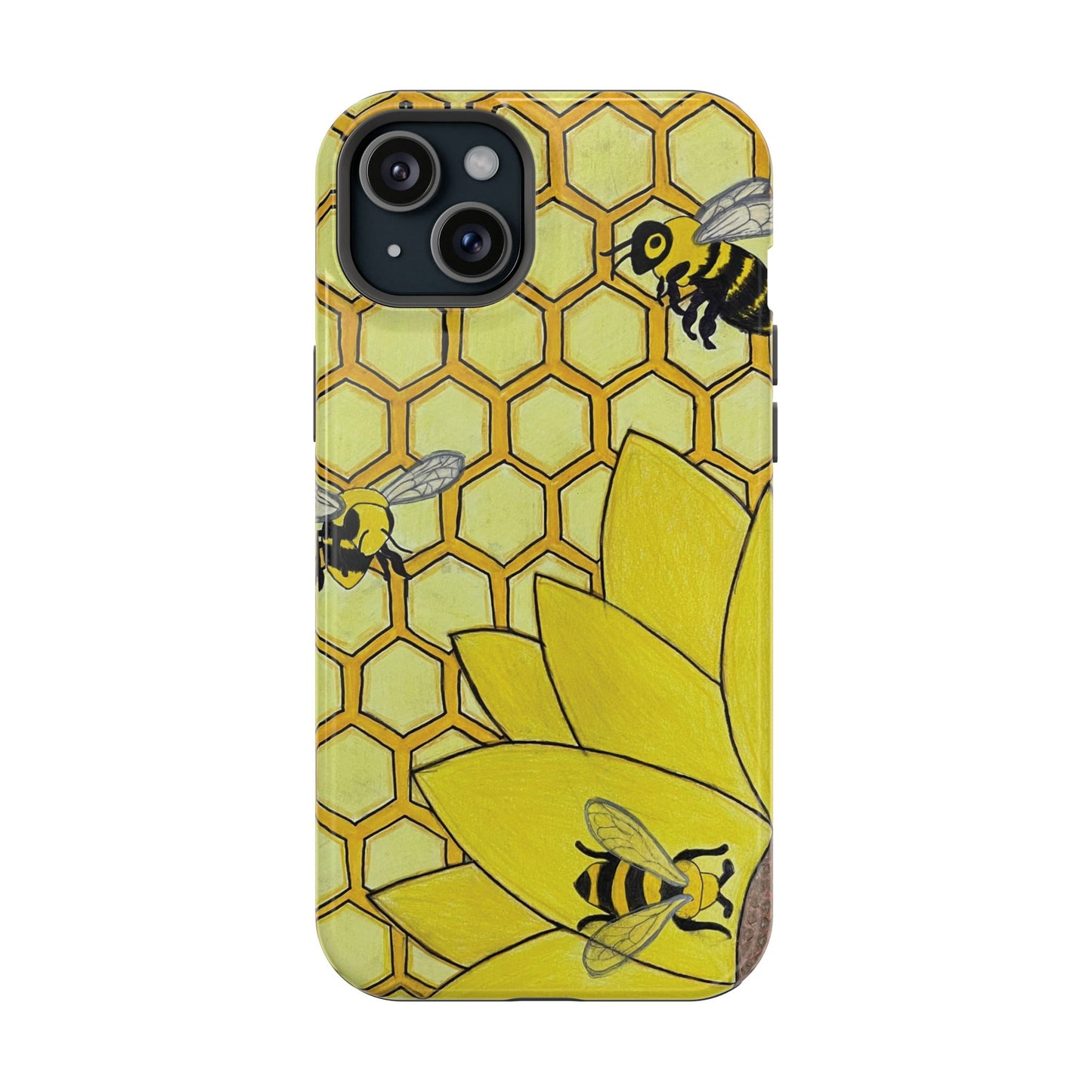 Magnetic Impact-Resistant Case- Bees & Sunflower