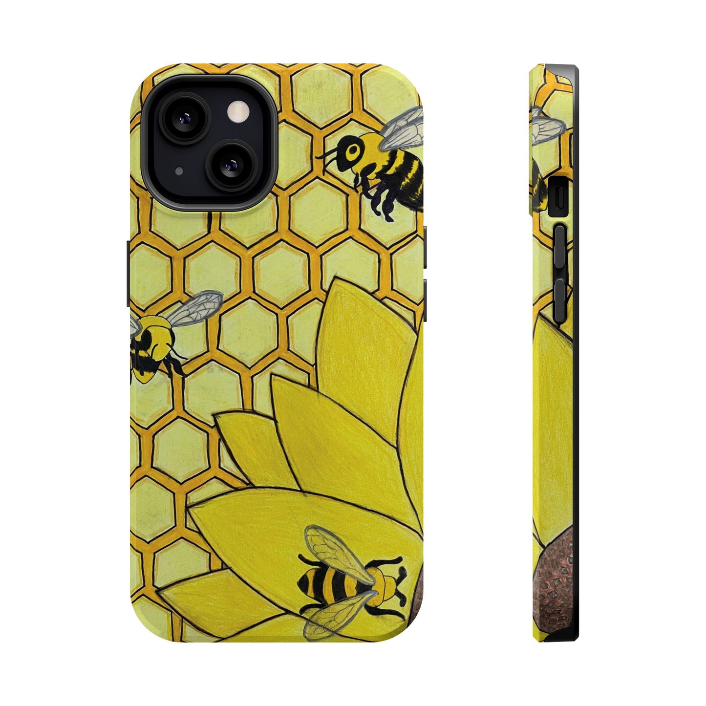 Magnetic Impact-Resistant Case- Bees & Sunflower