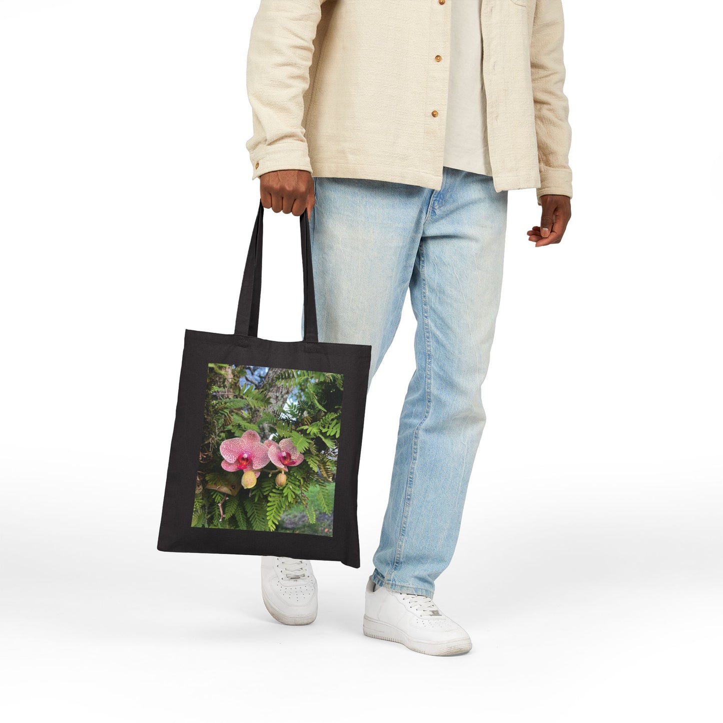 Cotton Canvas Tote Bag- Orchids