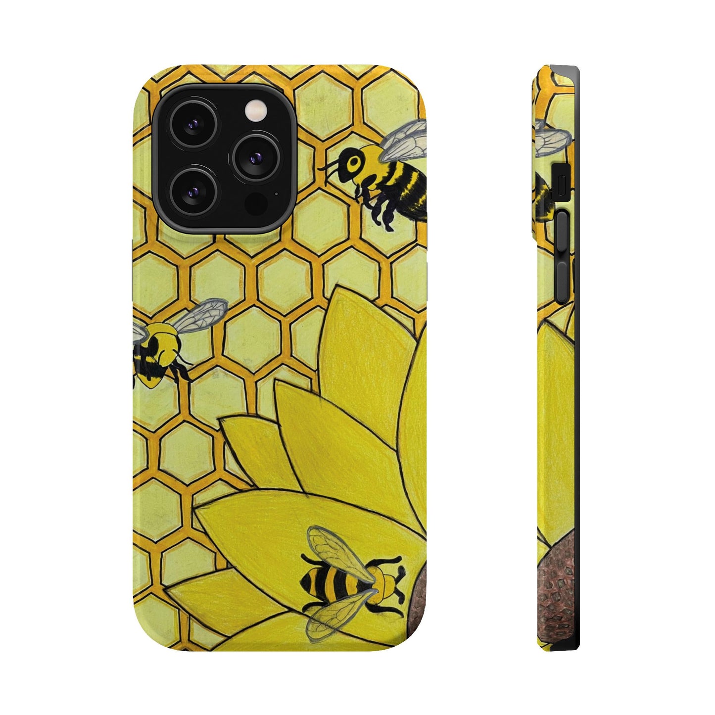 Magnetic Impact-Resistant Case- Bees & Sunflower