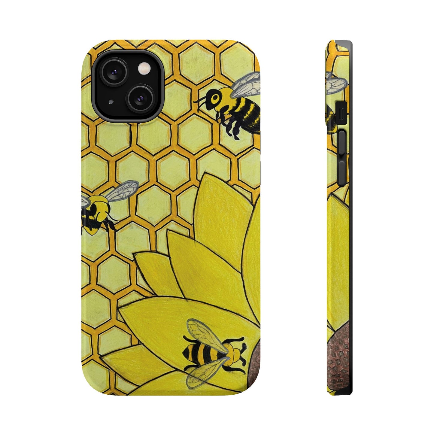 Magnetic Impact-Resistant Case- Bees & Sunflower